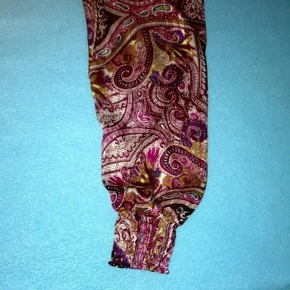 CHICO’S paisley print semi sheer long sleeve mock neck style lined size M/8P - Picture 5 of 11
